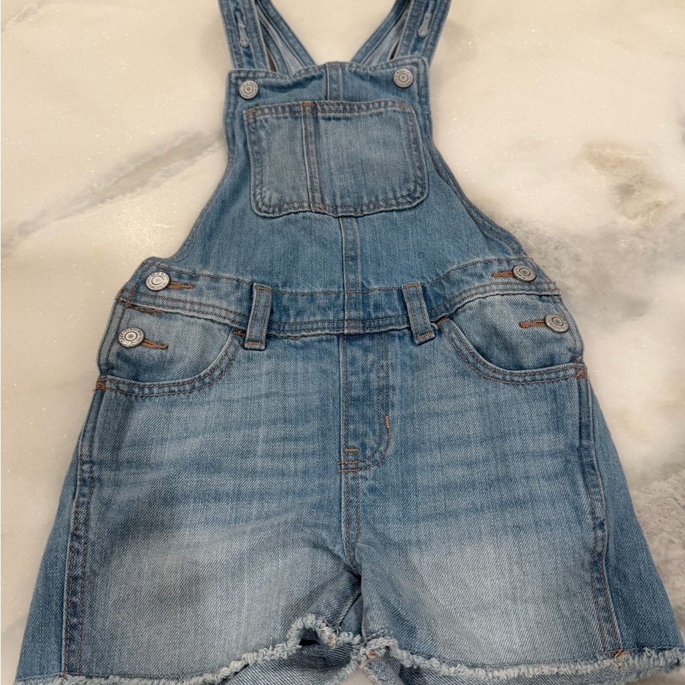 Old Navy Kids Denim Short Overalls Adjustable Straps Size XS (5)